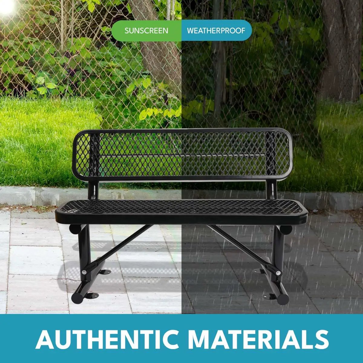 Outdoor Steel Bench With Backrest by Unique Piece Furniture