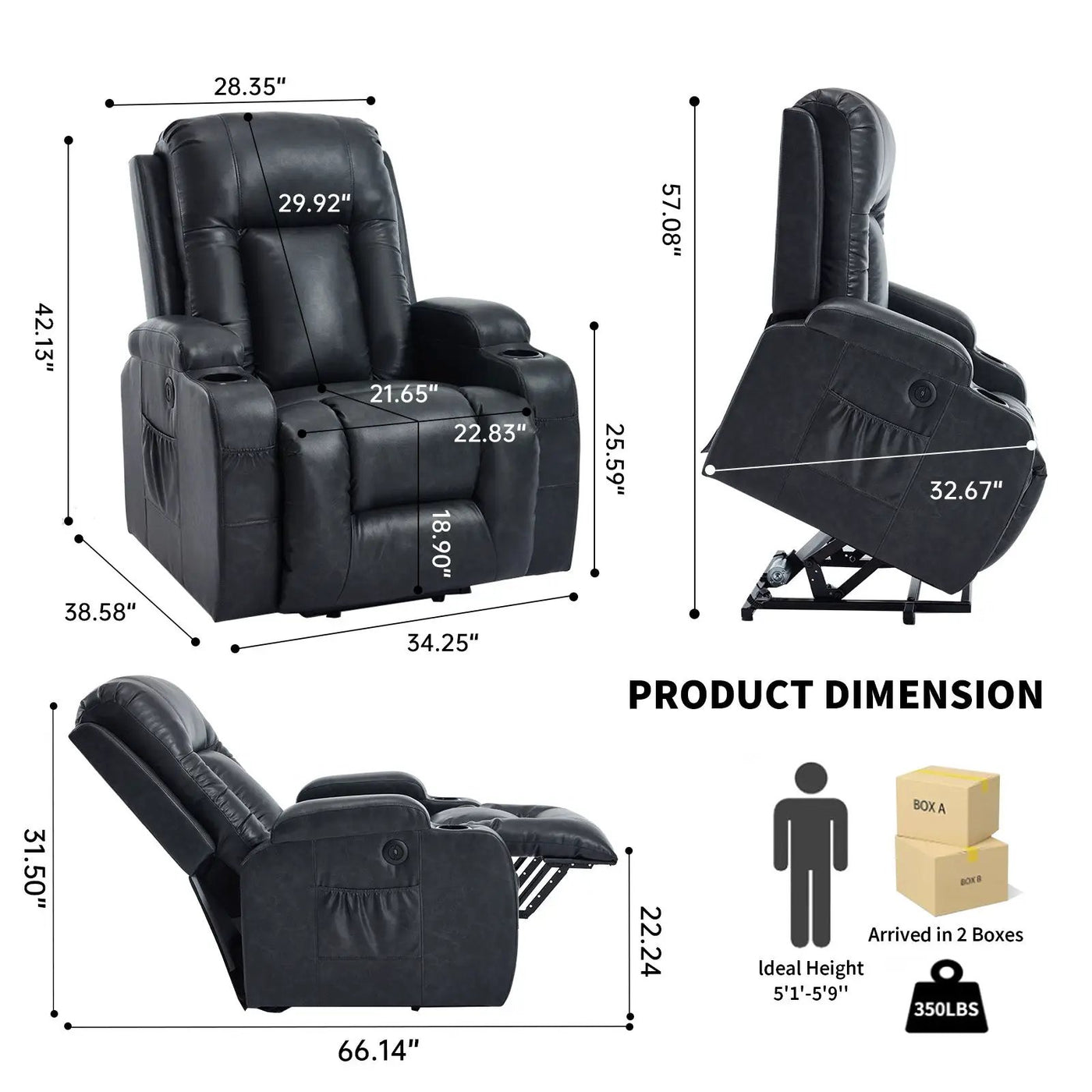 Dark Recliner with Power Lift Assistance by HouseOfZazla