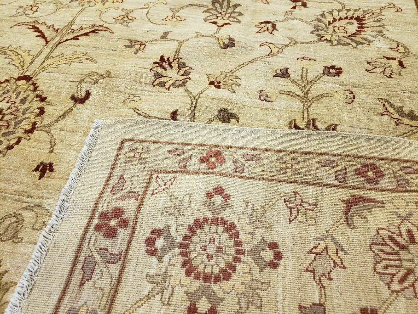 Oushak Rug 10x14 Neutral Colors Handmade Peshawar Wool Carpet Oatmeal Beige by Jewel Rugs