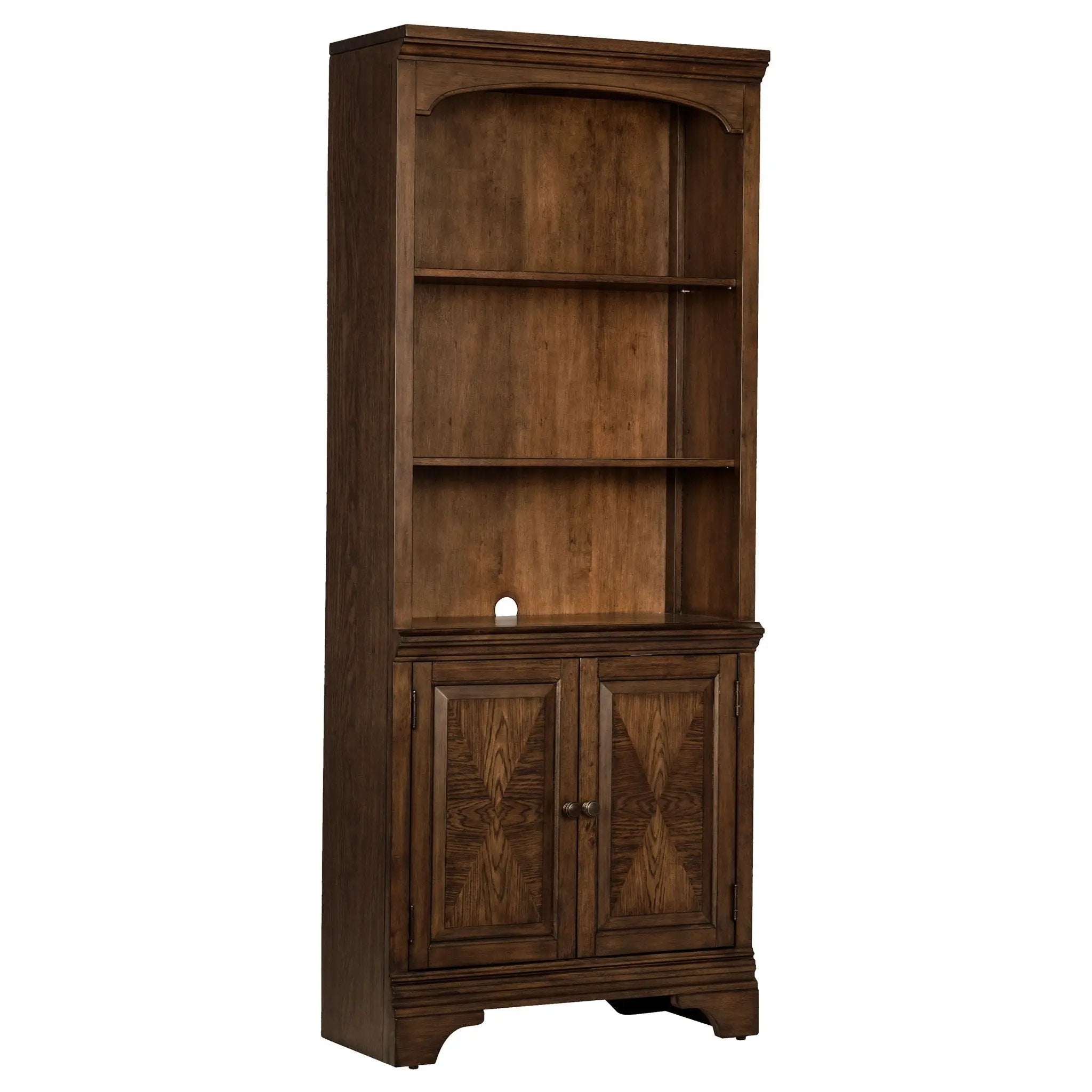 Hartshill 78-inch 3-shelf Cabinet Bookcase Burnished Oak by Unique Piece Furniture