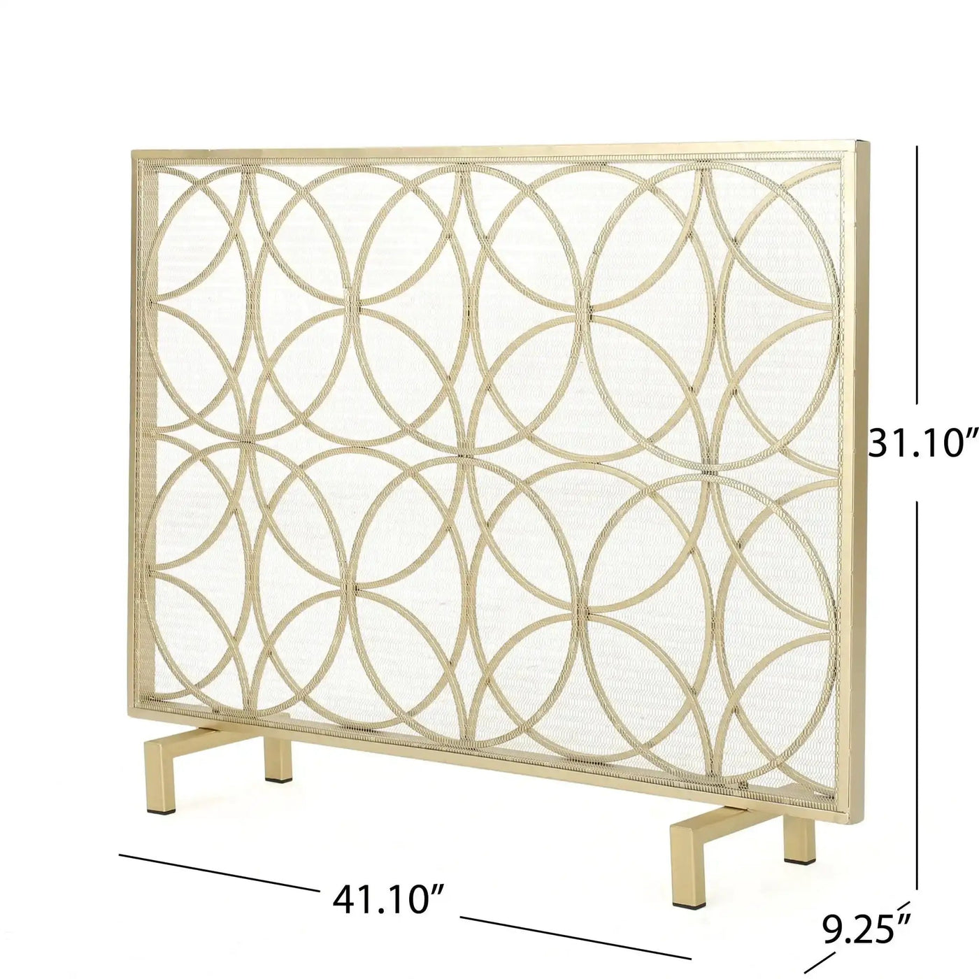 Thayer Single Panel Iron Fireplace Screen with Geometric Design by HouseOfZazla