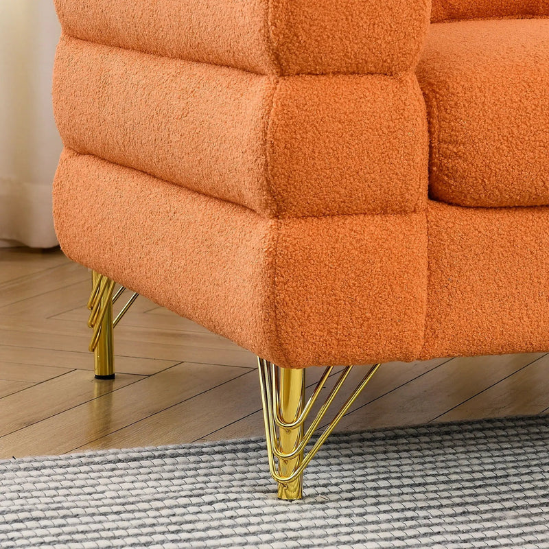 Oversized L - Shaped Corner Sofa, 5 Seater Sectional With 3 Cushions, Living Room Furniture - Orange by HouseOfZazla
