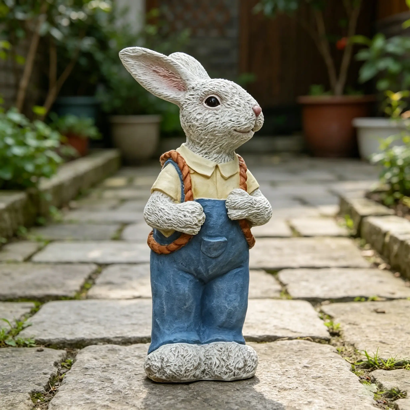 Simulated Couple Rabbit Statue Flower Pot Ornament by HouseOfZazla