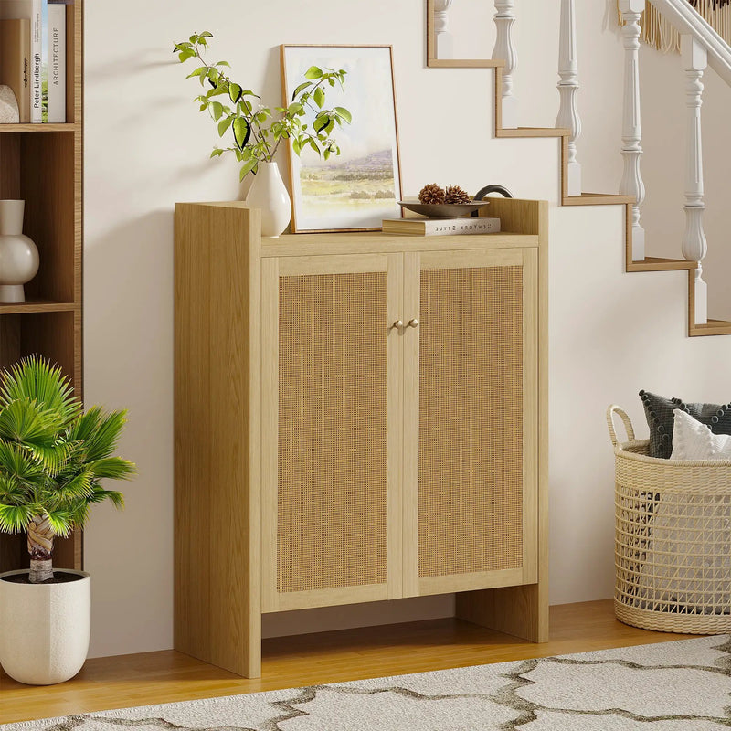 42.5" Tall Rattan Shoe Cabinet with Doors by HouseOfZazla