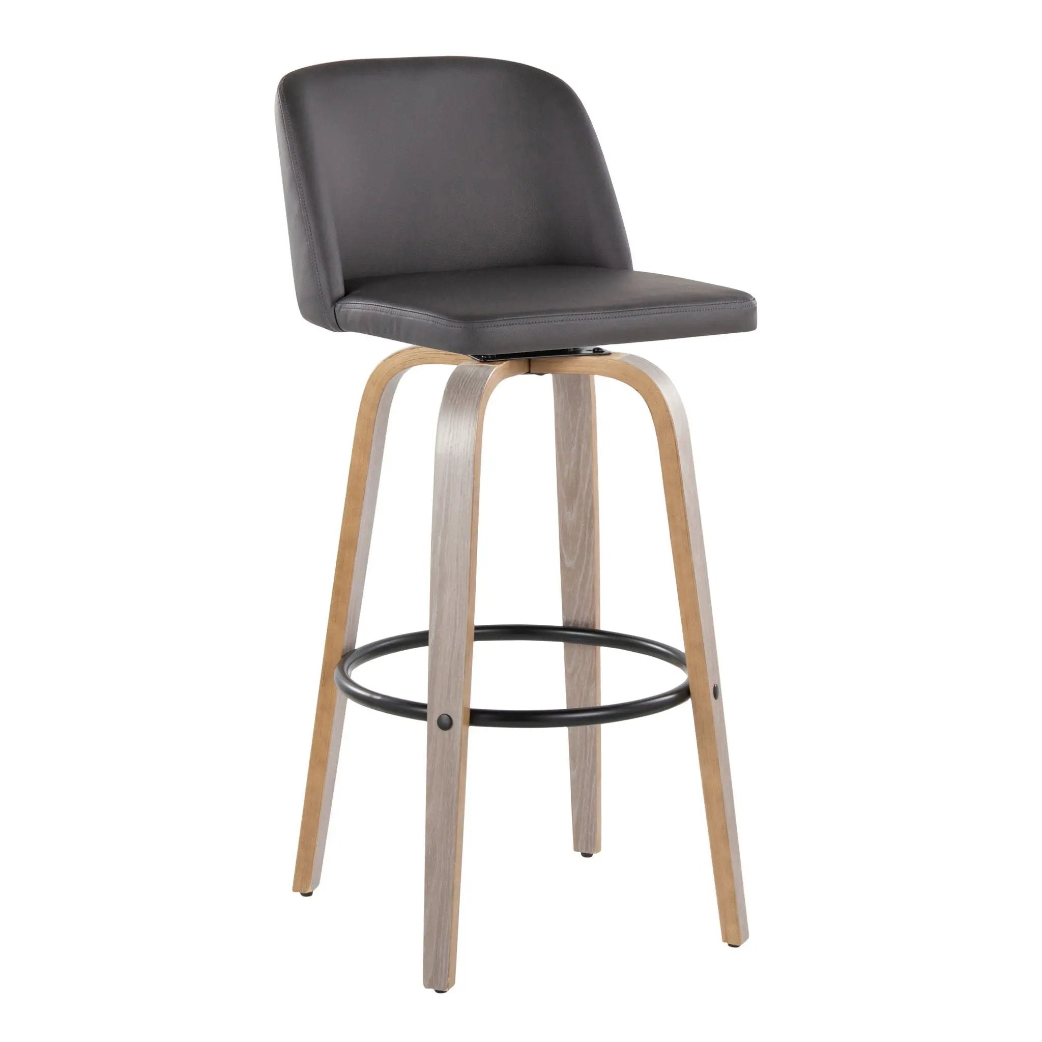 Toriano - Mid-Century Modern Fixed Height BarStool With Round Footrest (Set of 2) by HouseOfZazla