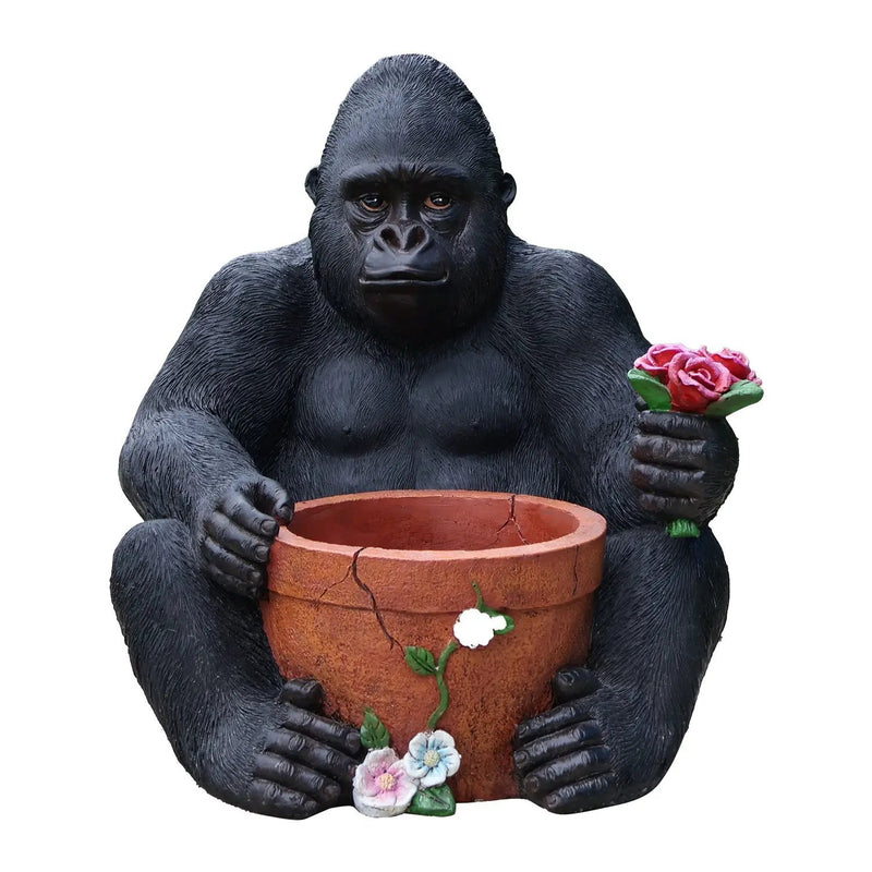 Outdoor Garden Sculpture Chimpanzees Flower Pot Planter by HouseOfZazla