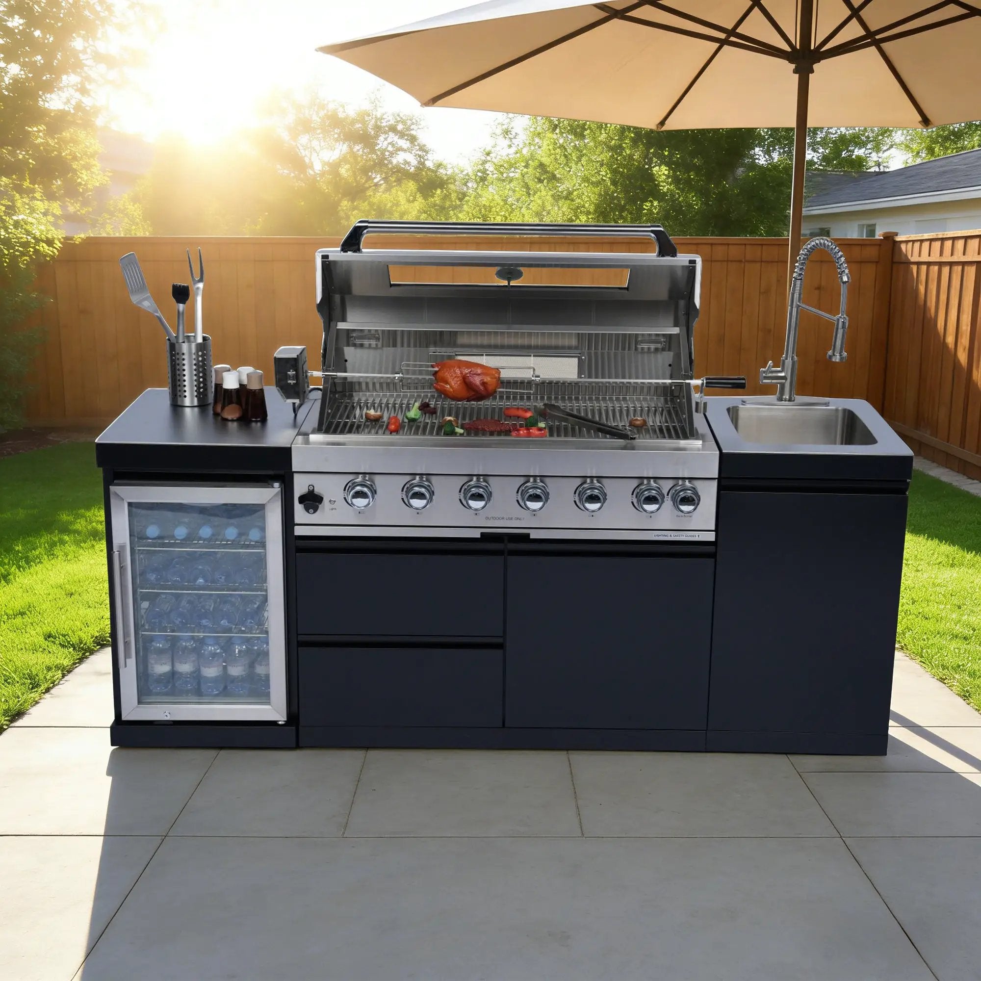 82-Inch 6-Burner Deluxe Stainless Steel Gas Outdoor Kitchen Grill by HouseOfZazla