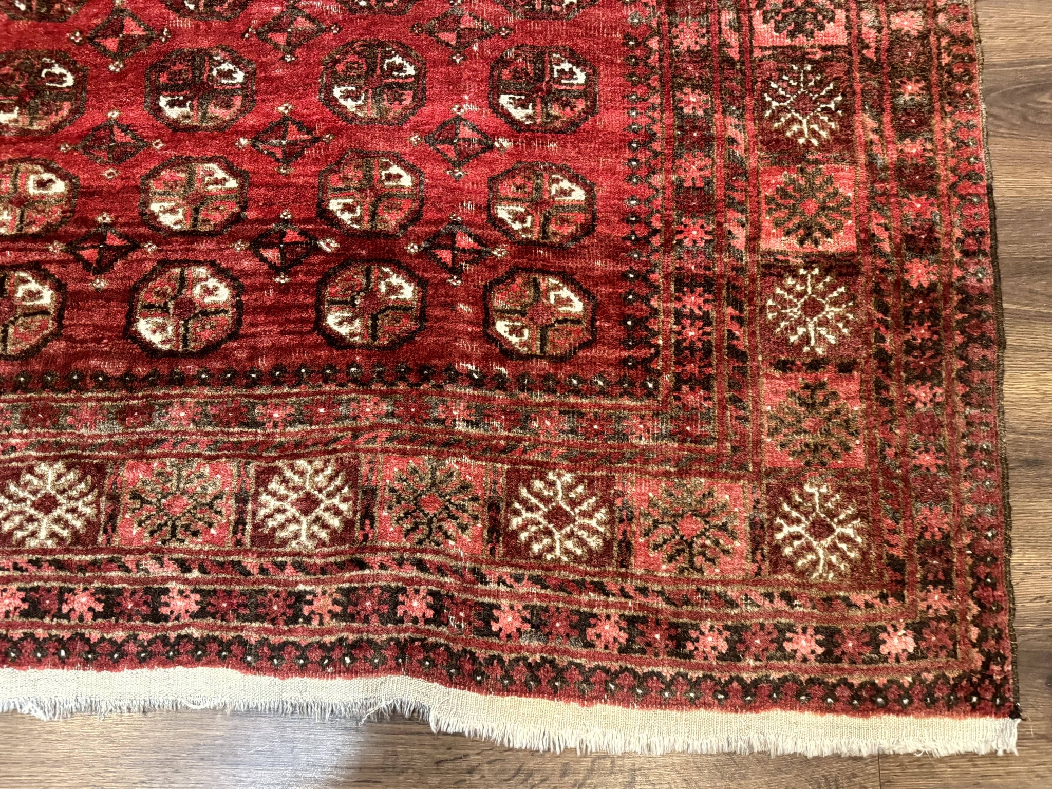 Antique Persian Turkoman Rug 5x6, Red by Jewel Rugs