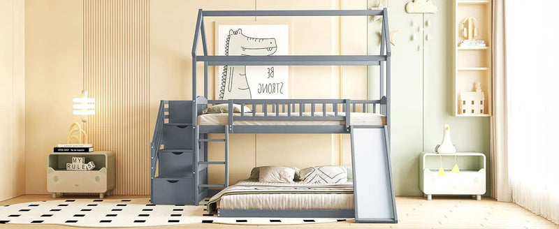 House Bunk Bed With Slide by HouseOfZazla