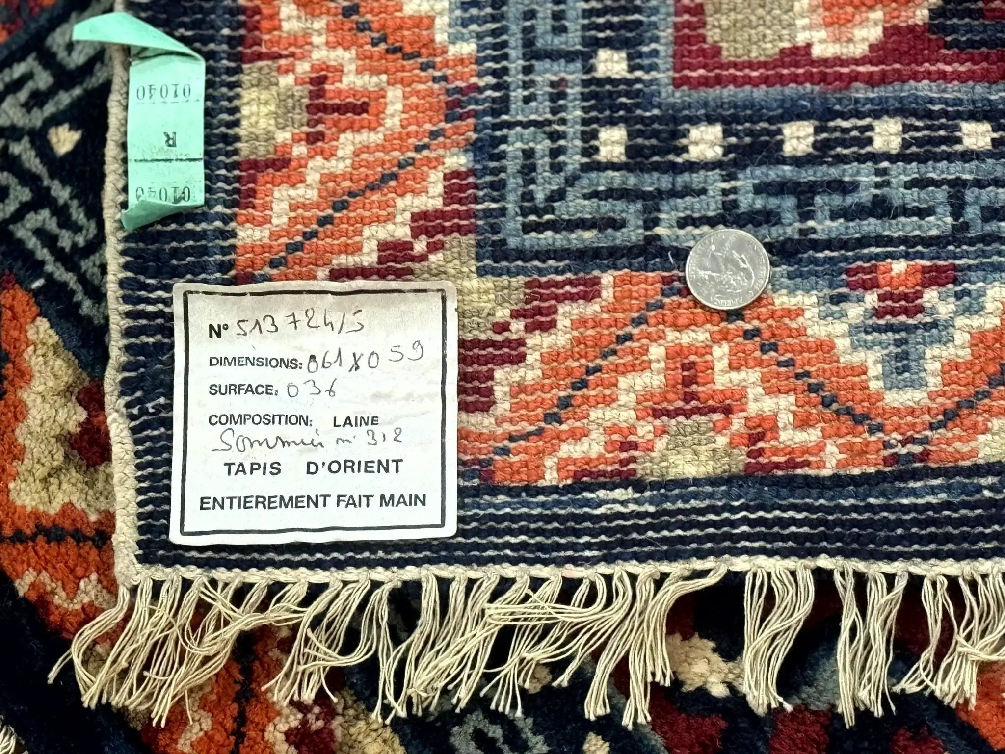 Small Antique Chinese Square Rug 2x3, Tibetan Rug, Red Orange Blue, 1920s Rug by Jewel Rugs
