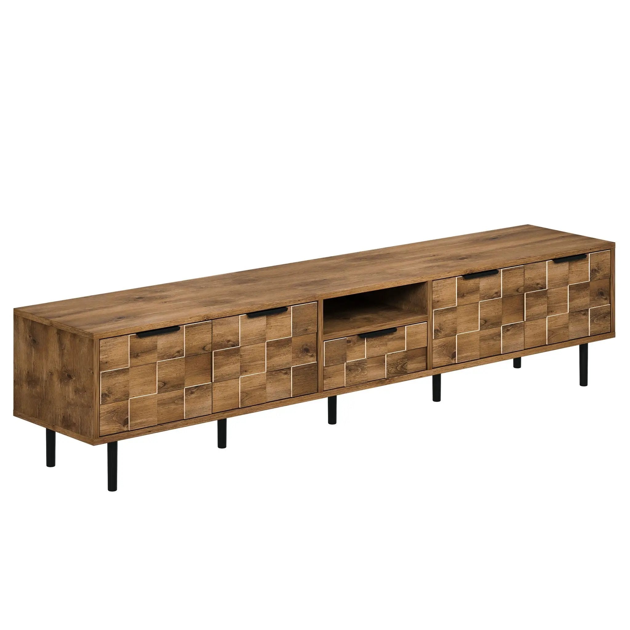 TV Stand, L Shaped Handle Entertainment Console With Storage - Natural by HouseOfZazla