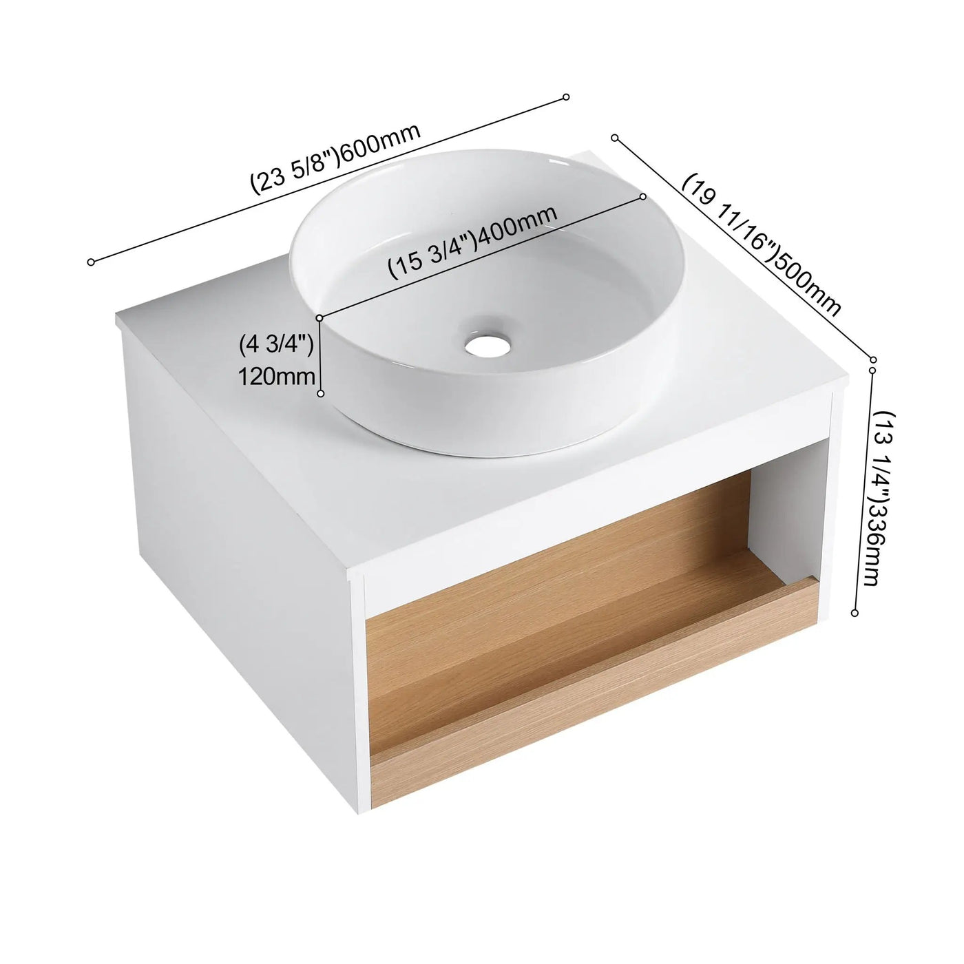 Floating Bathroom Vanity With Glossy Round Vessel Sink by Unique Piece Furniture