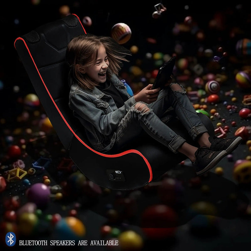 Foldable Gaming Chair With Onboard Speakers, Bluetooth Connection - Black / Red by Unique Piece Furniture