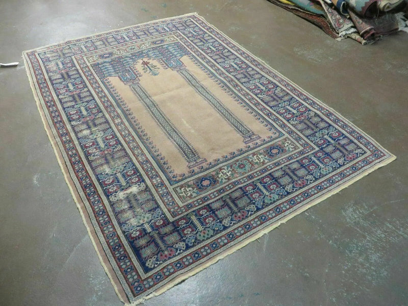4' X 6' Antique Handmade Turkish Mehrab Prayer Wool Rug Lantern Beautiful by Jewel Rugs