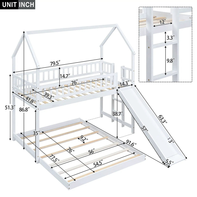 House Bunk Bed With Slide And Built In Ladder by Unique Piece Furniture
