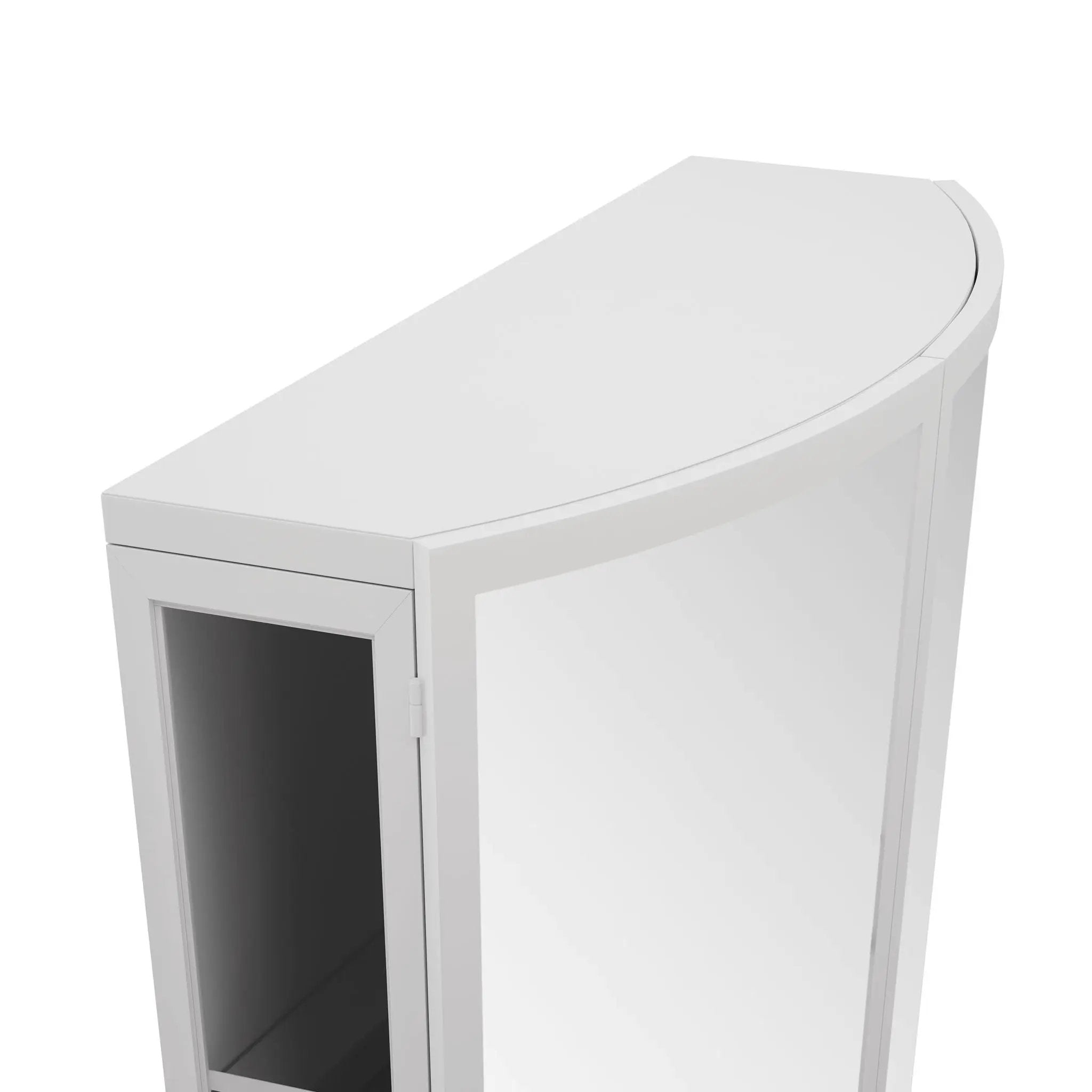 Arched Glass Double Door Wardrobe With Shatterproof Mirror, Open Shelf & Towel Rack by Unique Piece Furniture