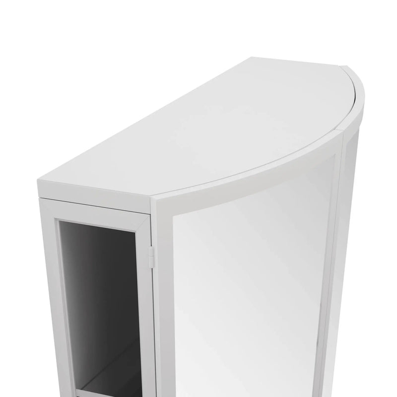 Arched Glass Double Door Wardrobe With Shatterproof Mirror, Open Shelf & Towel Rack by Unique Piece Furniture