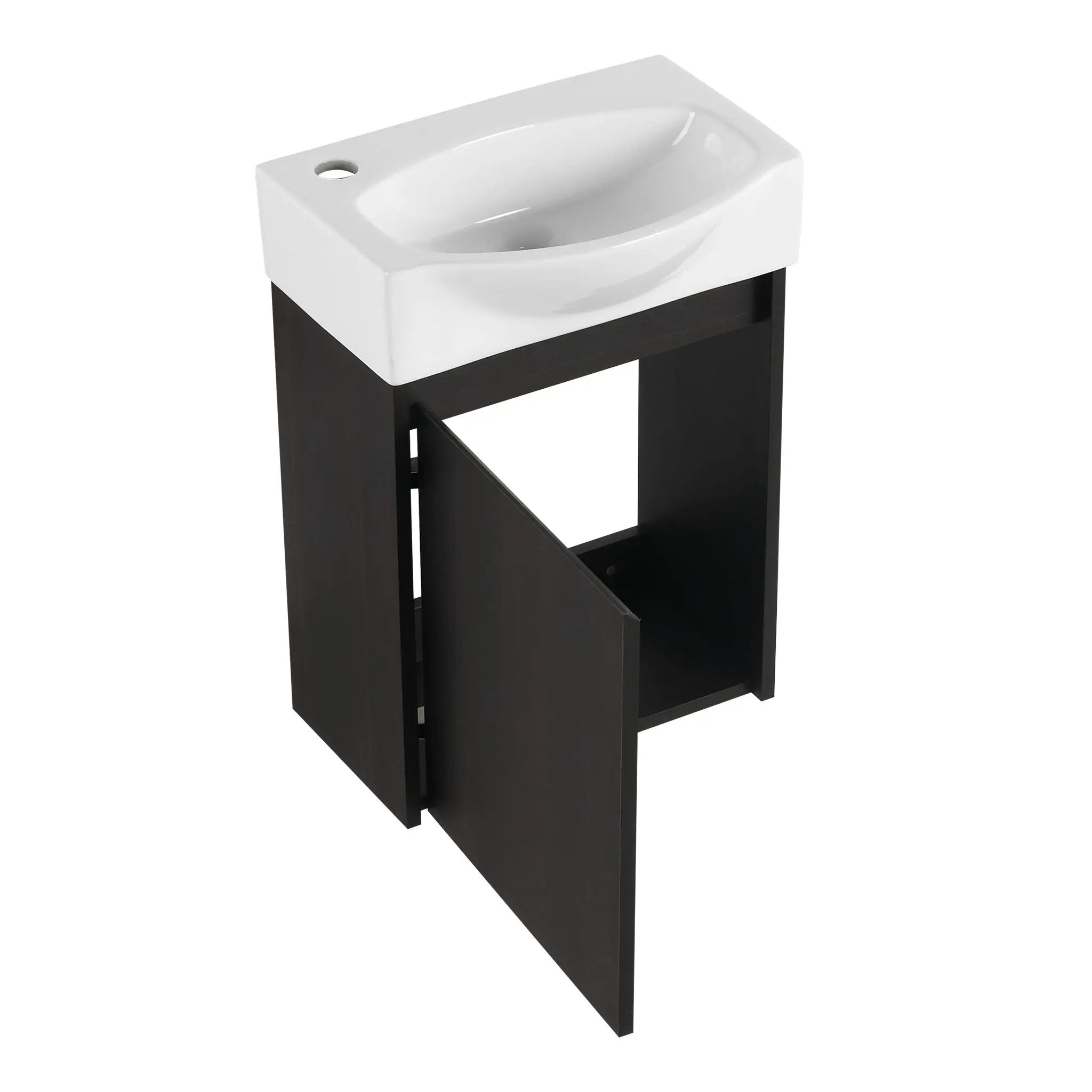 Modern Bathroom Vanity With Ceramic Basin, Wall Mounted Floating Sink Combo, Storage Cabinet by HouseOfZazla