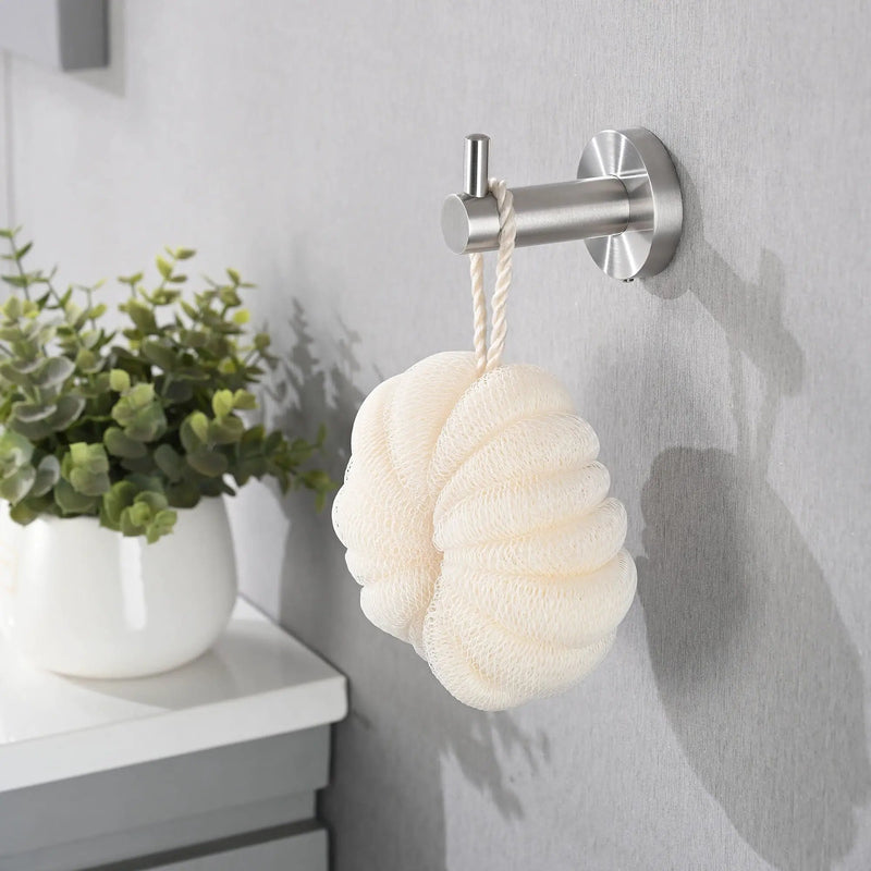 Bathroom Set 4 Pack With Towel Bar Racks, Toilet Paper Holder, Ring, Hook, Stainless Steel - Brushed Nickel by HouseOfZazla