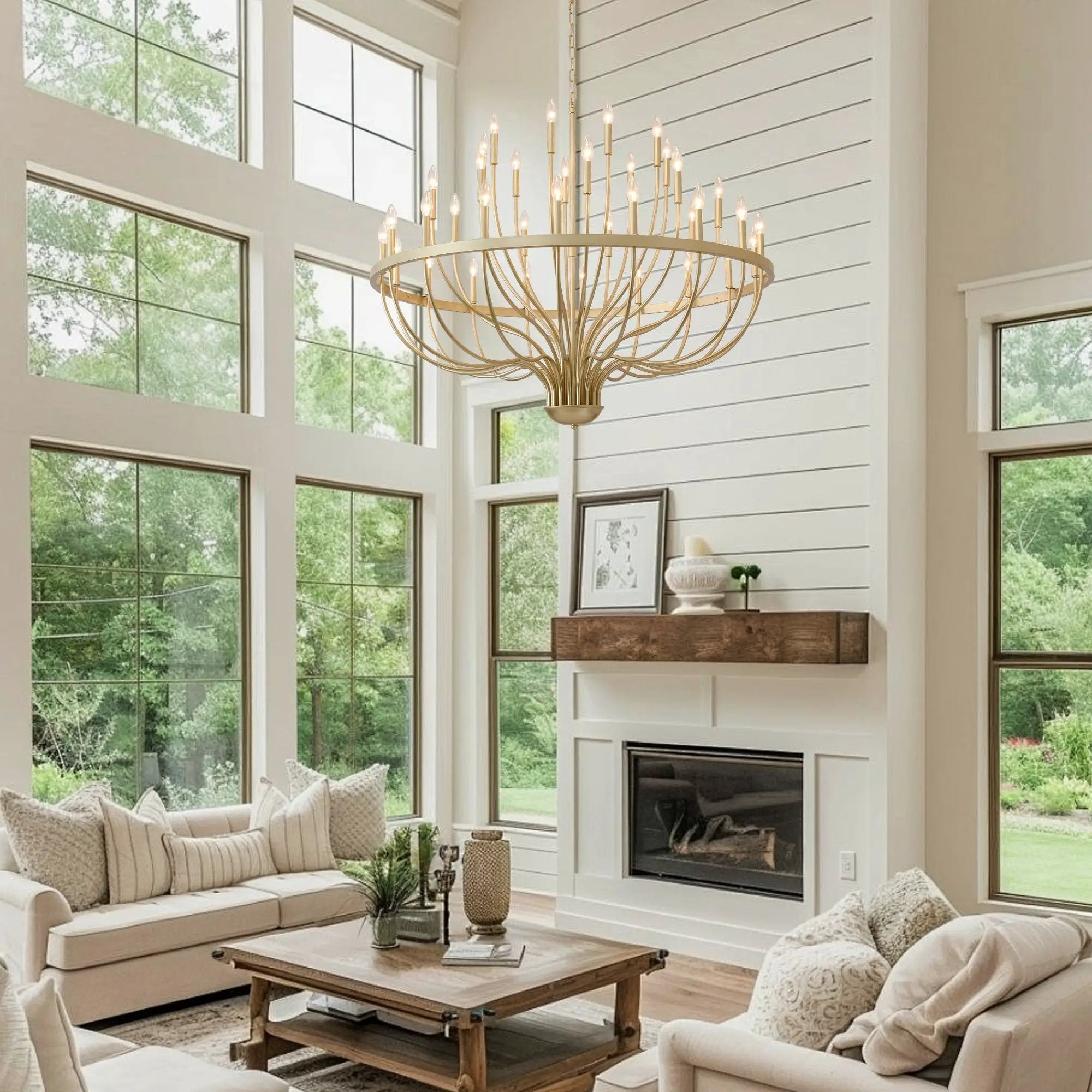 36-Light Gold Industrial Iron Candle Chandelier by HouseOfZazla