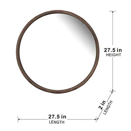 Round Wood Mirror, Wall Mounted Mirror Home Decor For Bathroom Living Room by HouseOfZazla