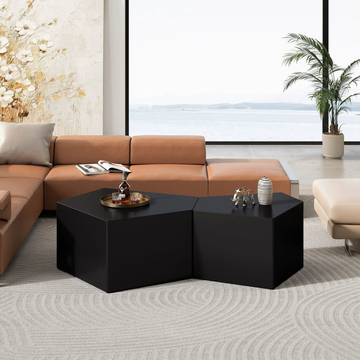 Irregular Pentagon Nesting Coffee Table Set by Unique Piece Furniture