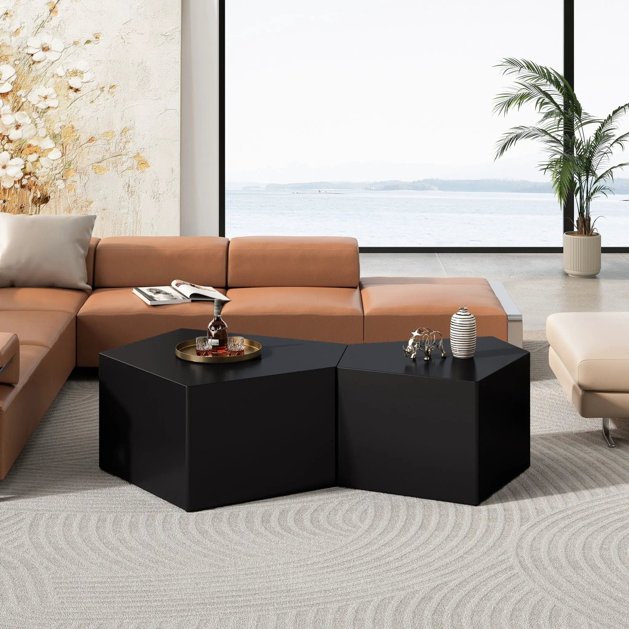 Irregular Pentagon Nesting Coffee Table Set by Unique Piece Furniture
