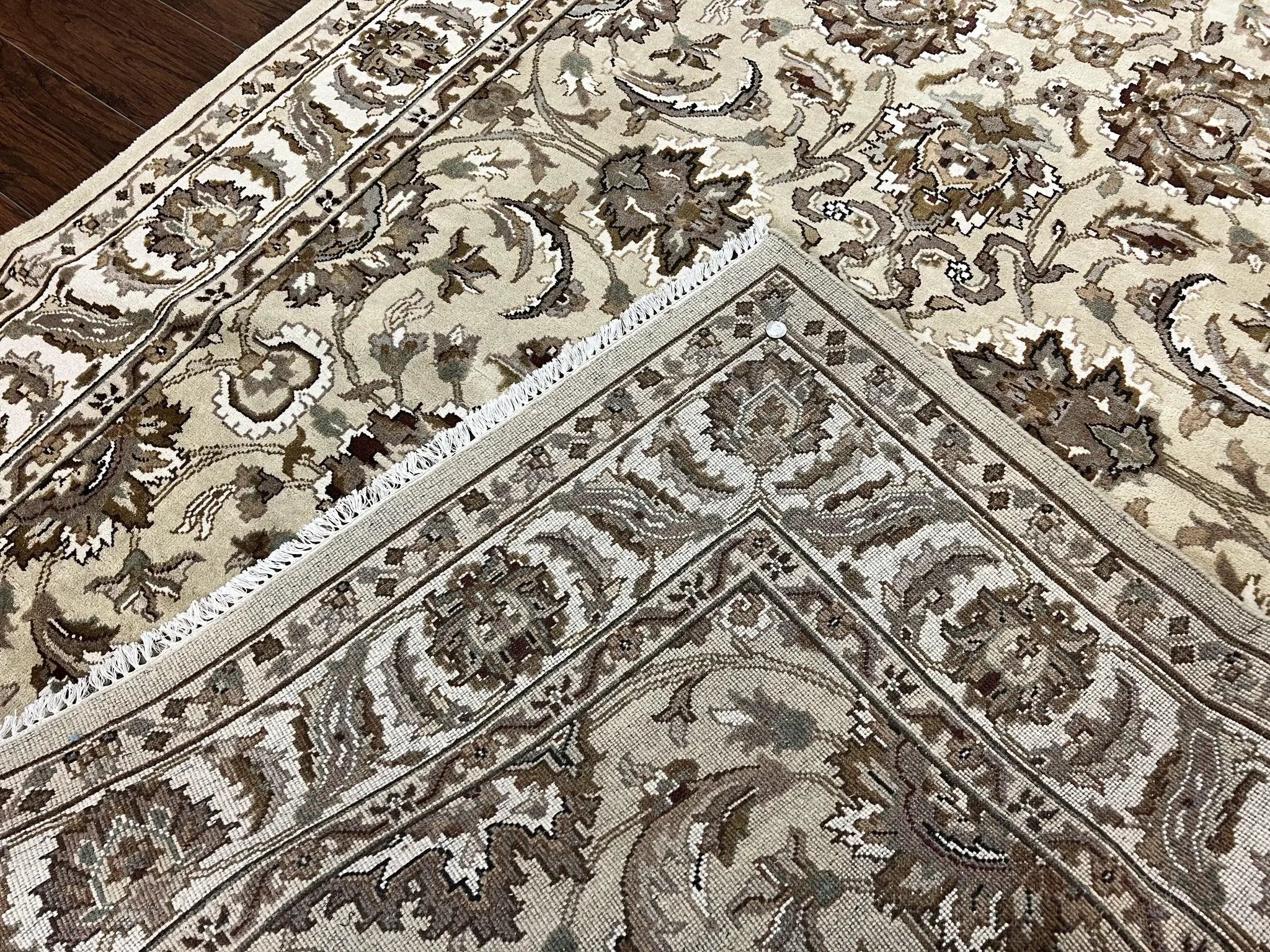 Indo Mahal Rug 6x9, Indian Carpet 6 x 9 ft, Light Green and Ivory, Floral Allover, Wool Oriental Carpet, Traditional Rug, Handmade by Jewel Rugs