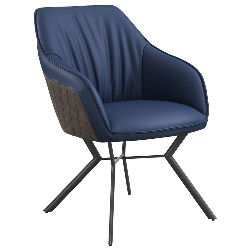 Mayer Upholstered Dining Arm Chair Blue and Brown (Set of 2) by Unique Piece Furniture