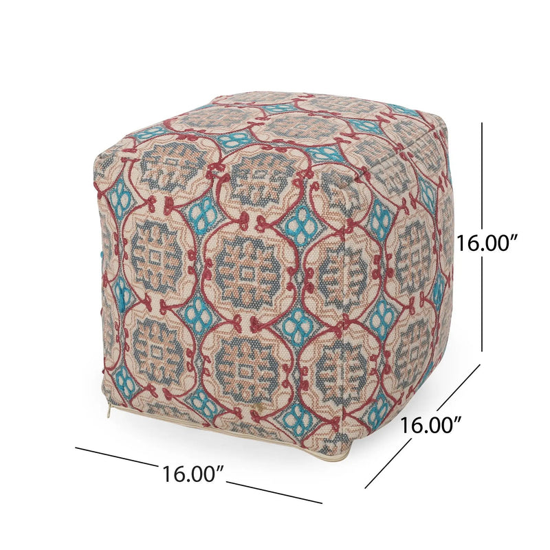 Amelia - Handcrafted Fabric Pouf, Rustic Elegance - Multicolored by HouseOfZazla