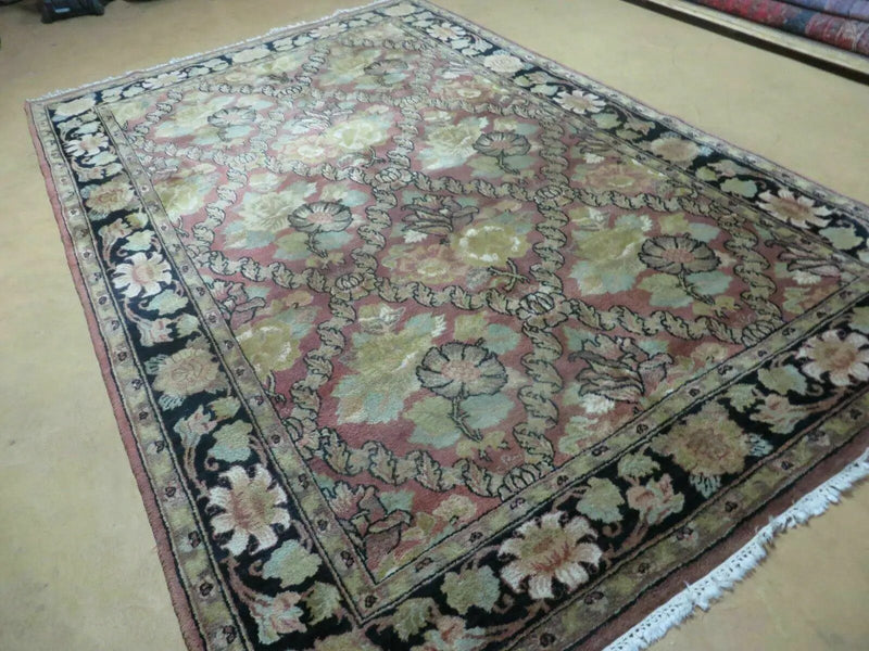 6' X 9' Handmade India Floral Oriental Wool Rug Carpet by Jewel Rugs