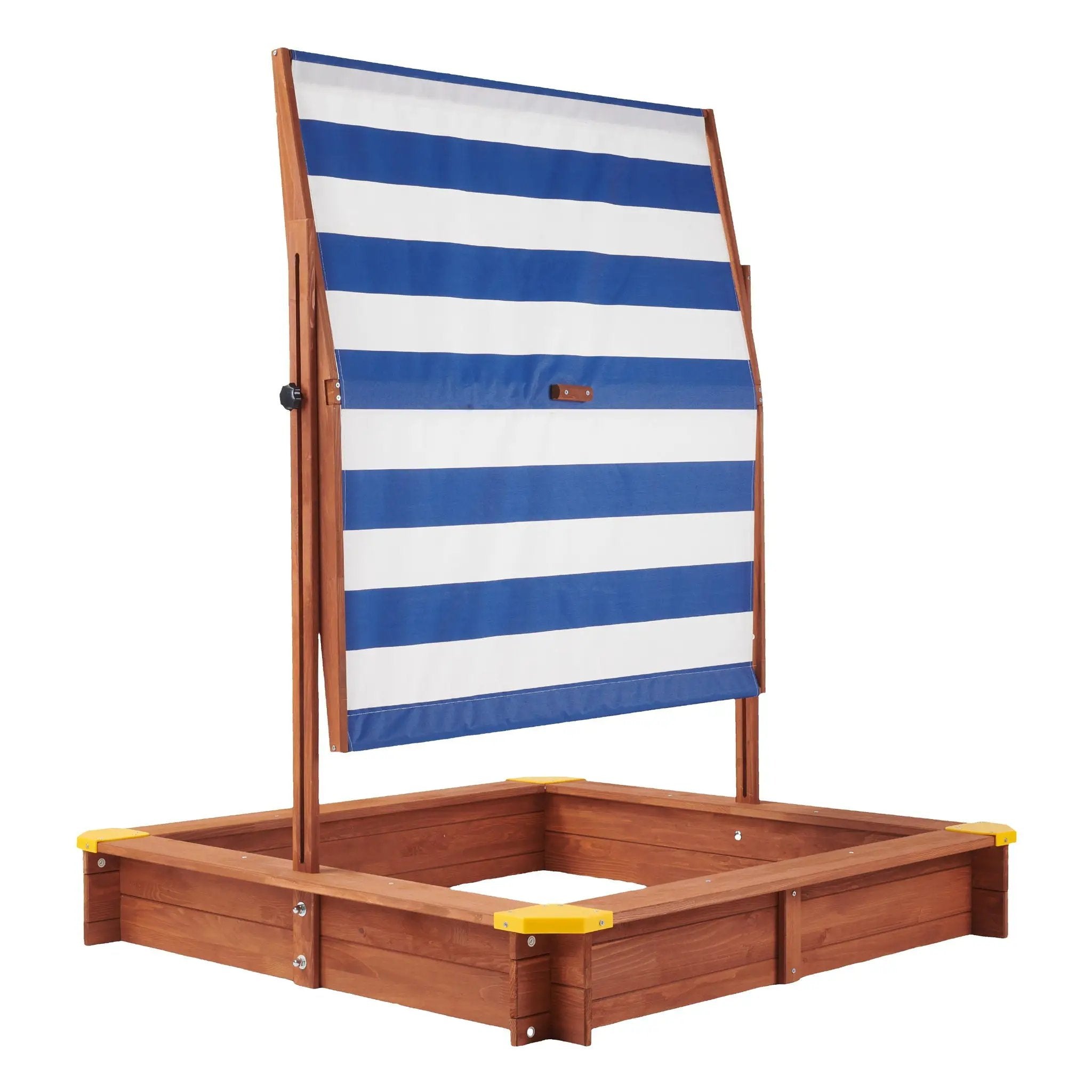Kids Sandbox With Cover, Sand Box With Adjustable Canopy, Large Outdoor Cedar Sandpit For Backyard Play - Reddish Brown by HouseOfZazla