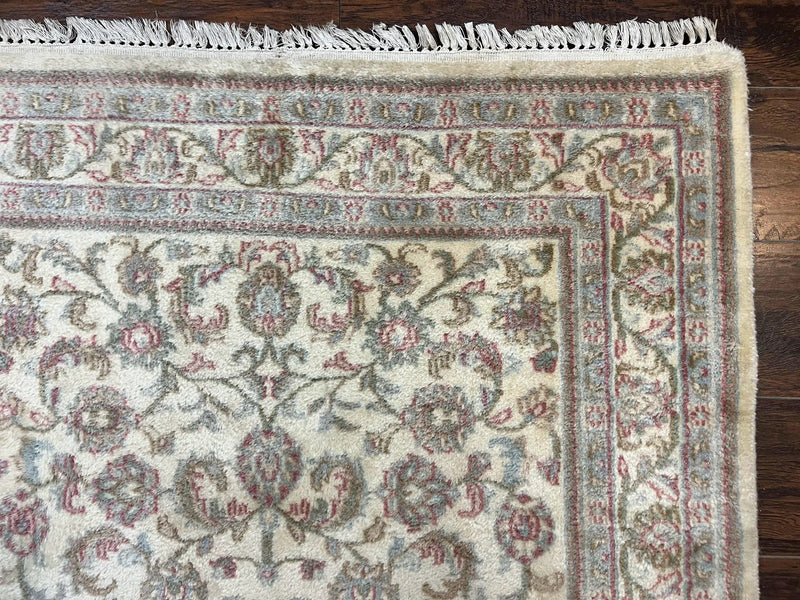 Indo Persian Rug 4x6, Vintage Handmade Wool Carpet, Floral Allover Pattern, Beige, Pair A by Jewel Rugs