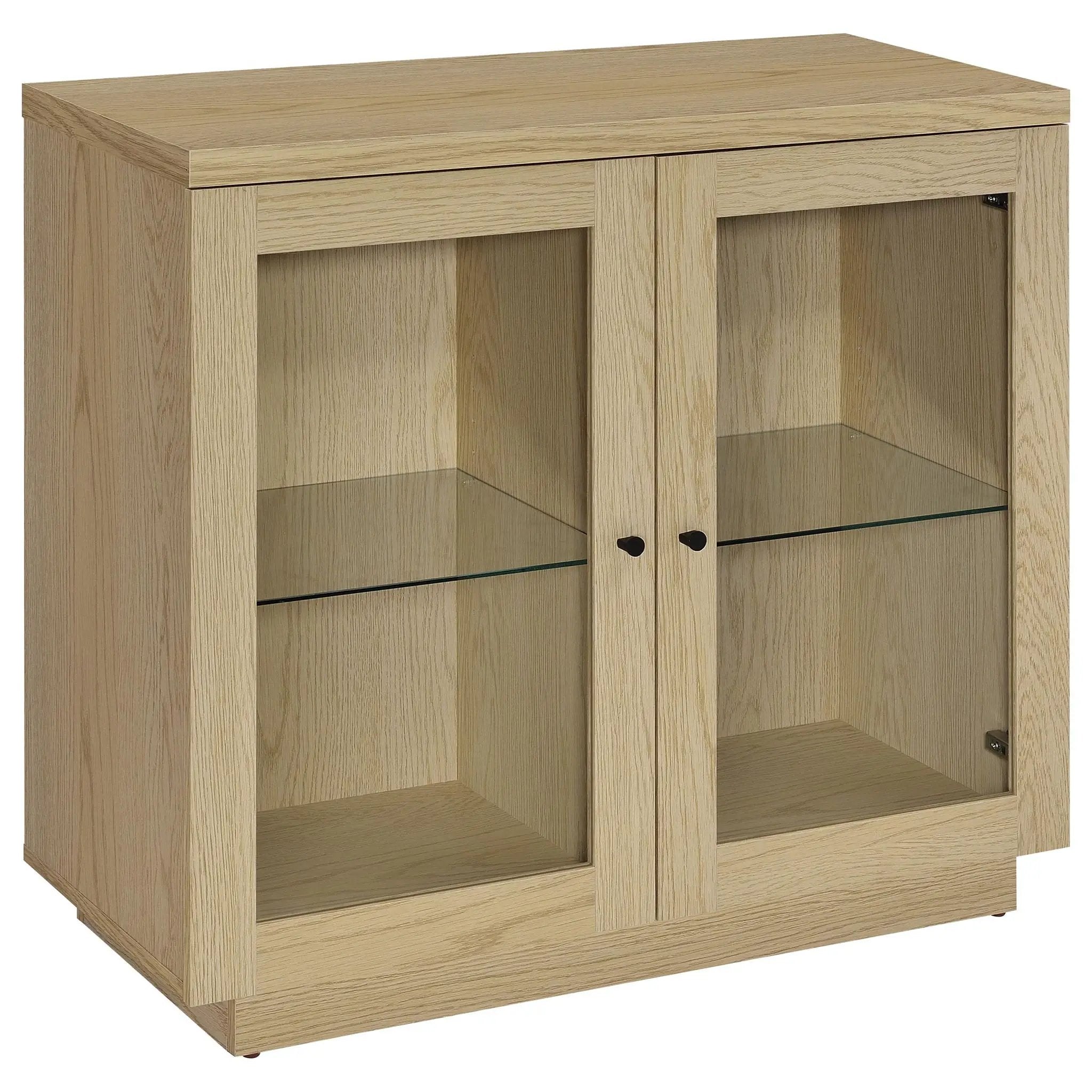 Tilbury 2-door Glass Front Accent Display Cabinet Light Oak by Unique Piece Furniture