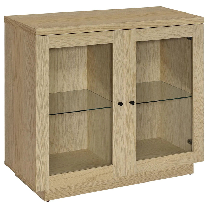 Tilbury 2-door Glass Front Accent Display Cabinet Light Oak by Unique Piece Furniture