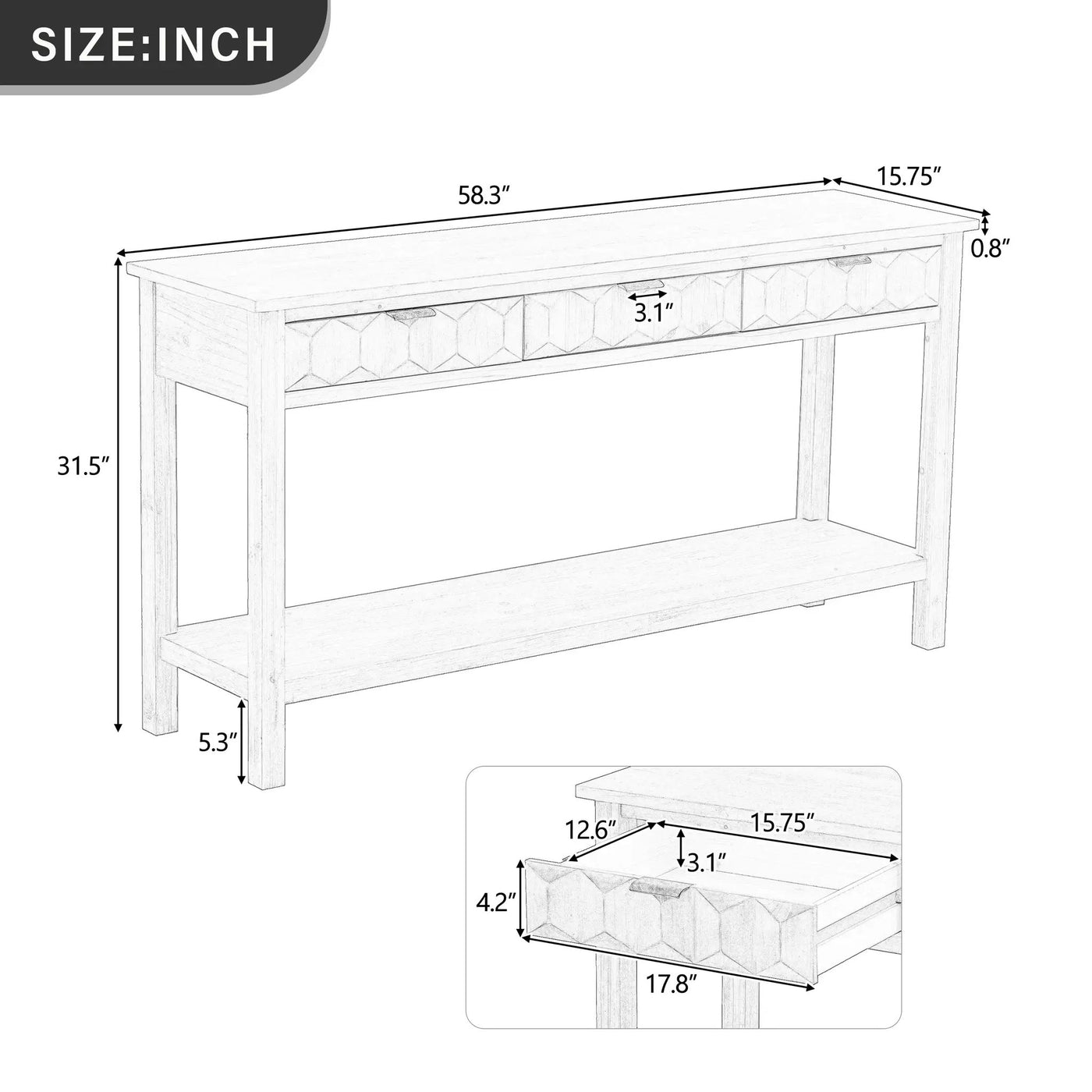 U_Style 58.3'' Fir Veneer Entryway Table by HouseOfZazla