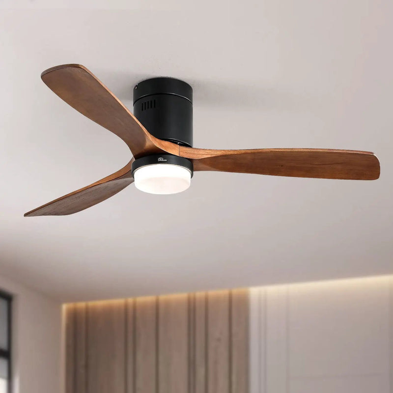 Indoor Ceiling Fan With Lights, Reversible DC Motor, Remote Control - Black by Unique Piece Furniture
