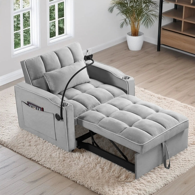 Convertible Sleeper Chair Sofa Bed Adjustable Pull Out Sleeper Chair Bed Multi-Pockets Folding Sofa Bed For Living Room Bedroom Small Space, 3 In 1 Sofa Bed by HouseOfZazla