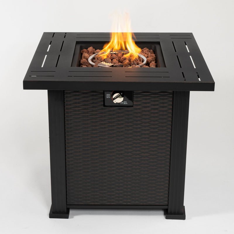 28" Propane Gas Fire Pit Table, 50000 BTU Square Steel Fire Pit by HouseOfZazla