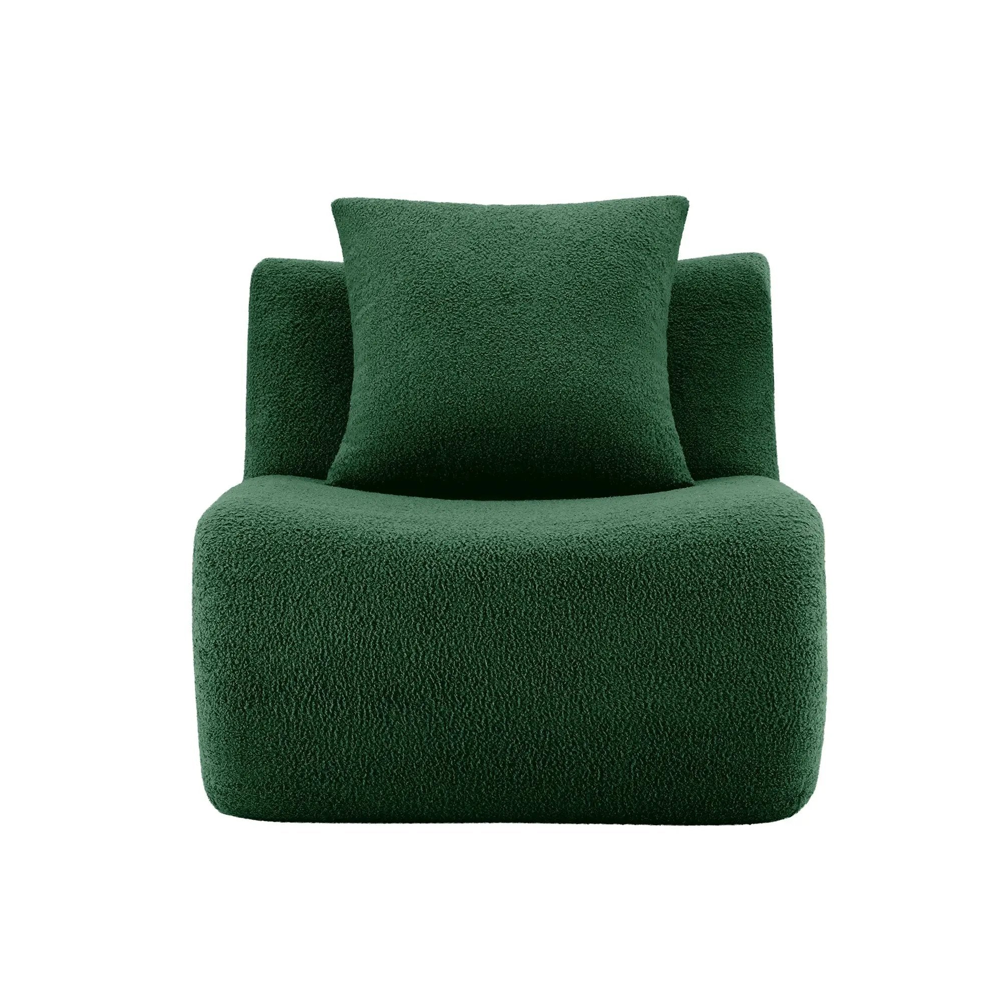 Armless Sofa With Pillow Teddy Fabric - Green by HouseOfZazla