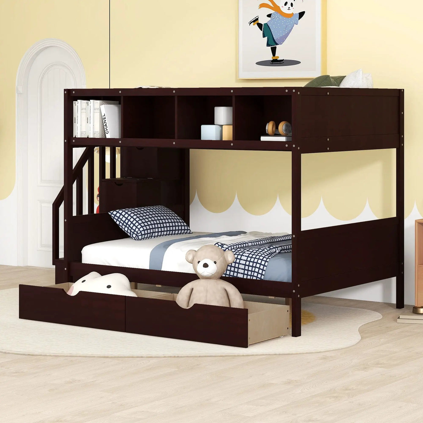 Bunk Bed With Shelfs, Storage Staircase And 2 Drawers by Unique Piece Furniture