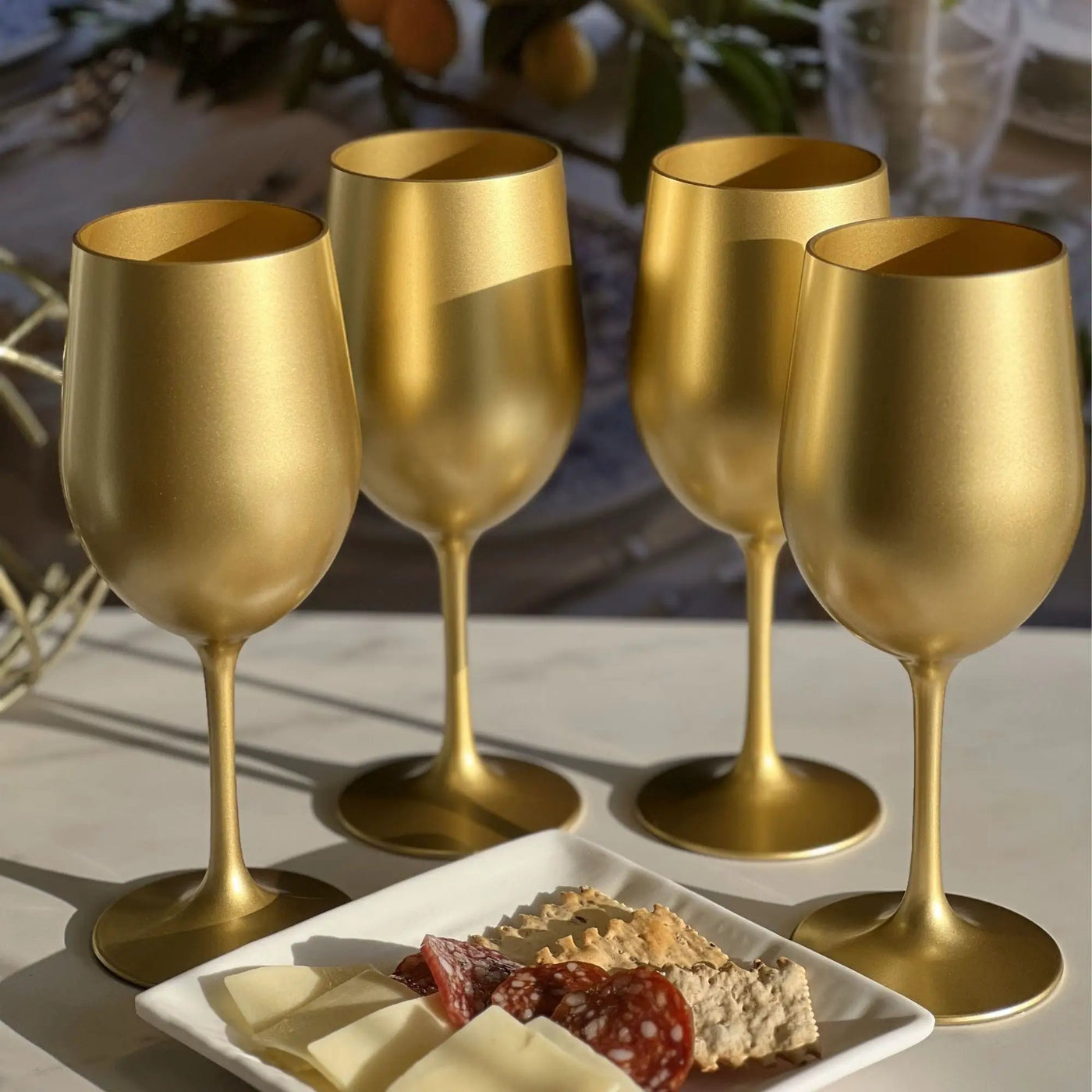 Leadingware Metallic Plastic Wine Glasses (Set of 4) by HouseOfZazla