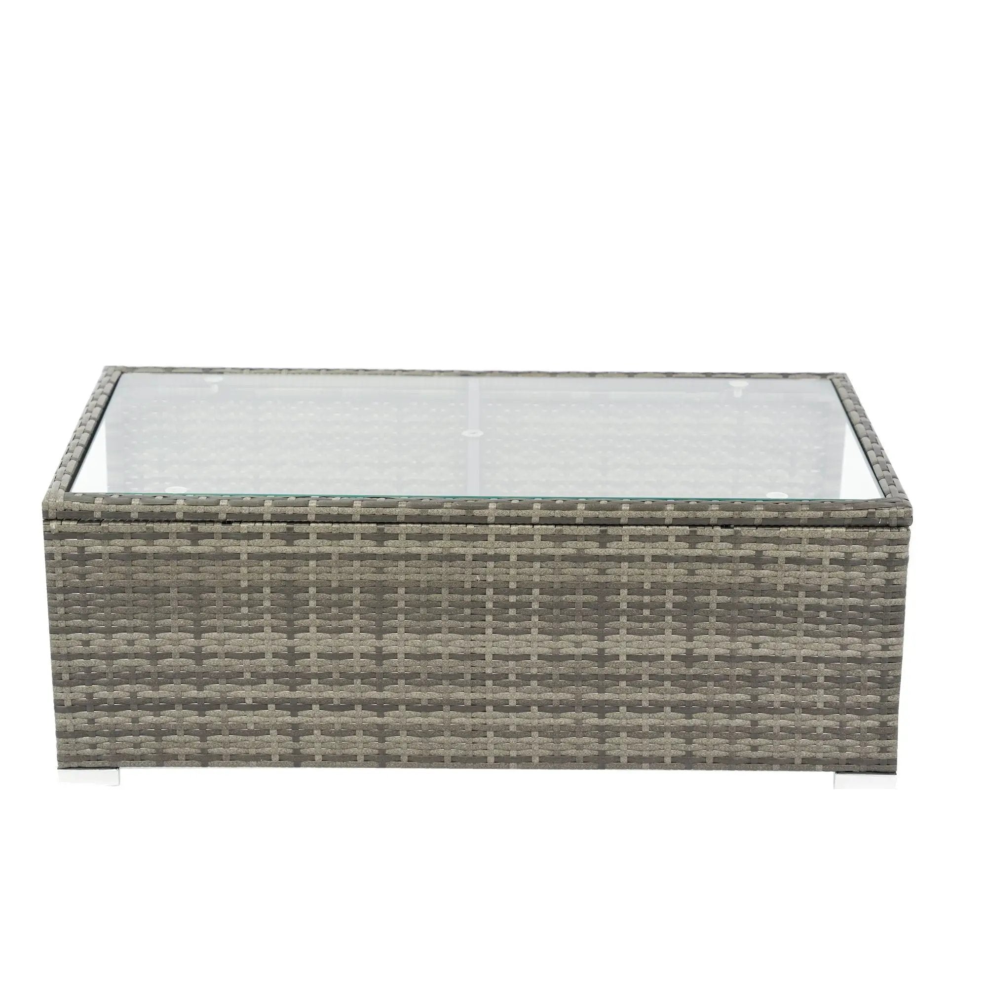 8 Piece Patio Sectional Wicker Rattan Outdoor Furniture Sof Set With One Storage Box Under Seat And Cushion Box - Gray / Black by HouseOfZazla
