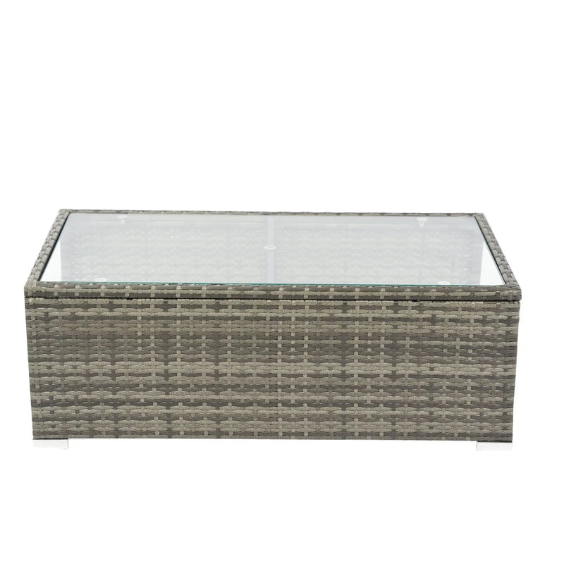 8 Piece Patio Sectional Wicker Rattan Outdoor Furniture Sof Set With One Storage Box Under Seat And Cushion Box - Gray / Black by HouseOfZazla