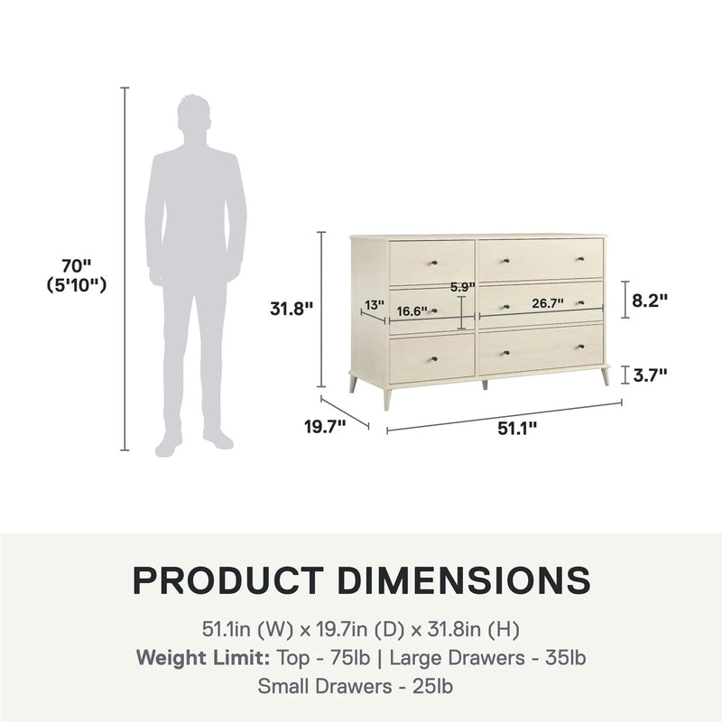 Farnsworth - 6 Drawer Dresser - Ivory by Unique Piece Furniture