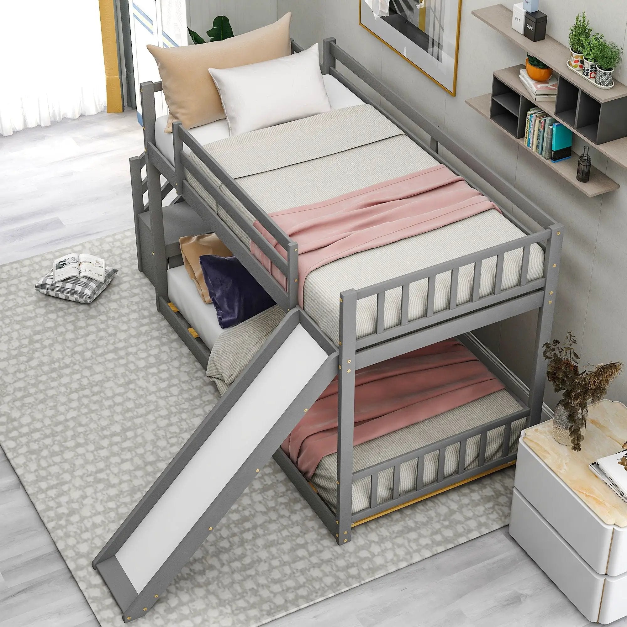 Bunk Bed With Convertible Slide And Stairway by Unique Piece Furniture