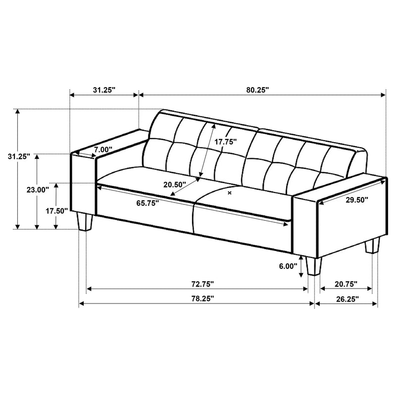 Xana - 2 Piece Upholstered Track Arm Sofa Set - Greige by HouseOfZazla