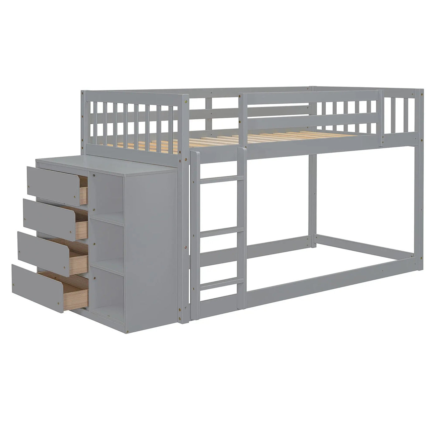 Bunk Bed With 4 Drawers And 3 Shelves by Unique Piece Furniture