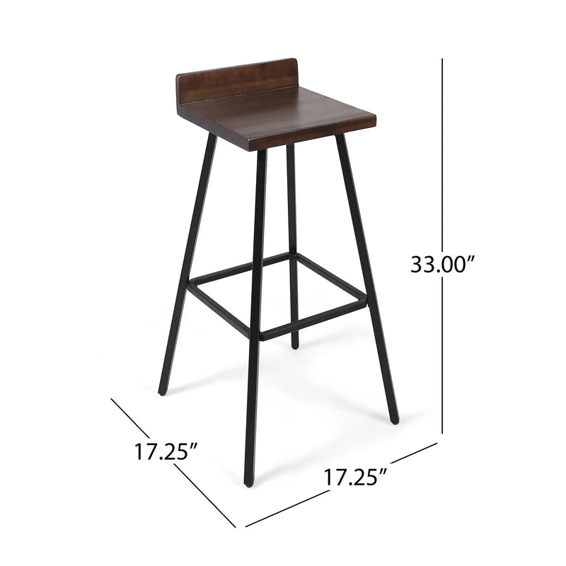 Outdoor Bar Stool With Low Backrests And Wood Seats (Set of 2) by HouseOfZazla
