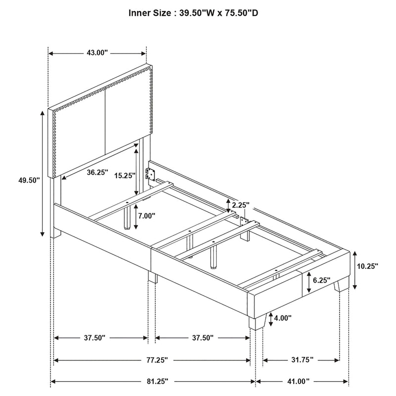 Ivory - Bed With Nailhead Trim